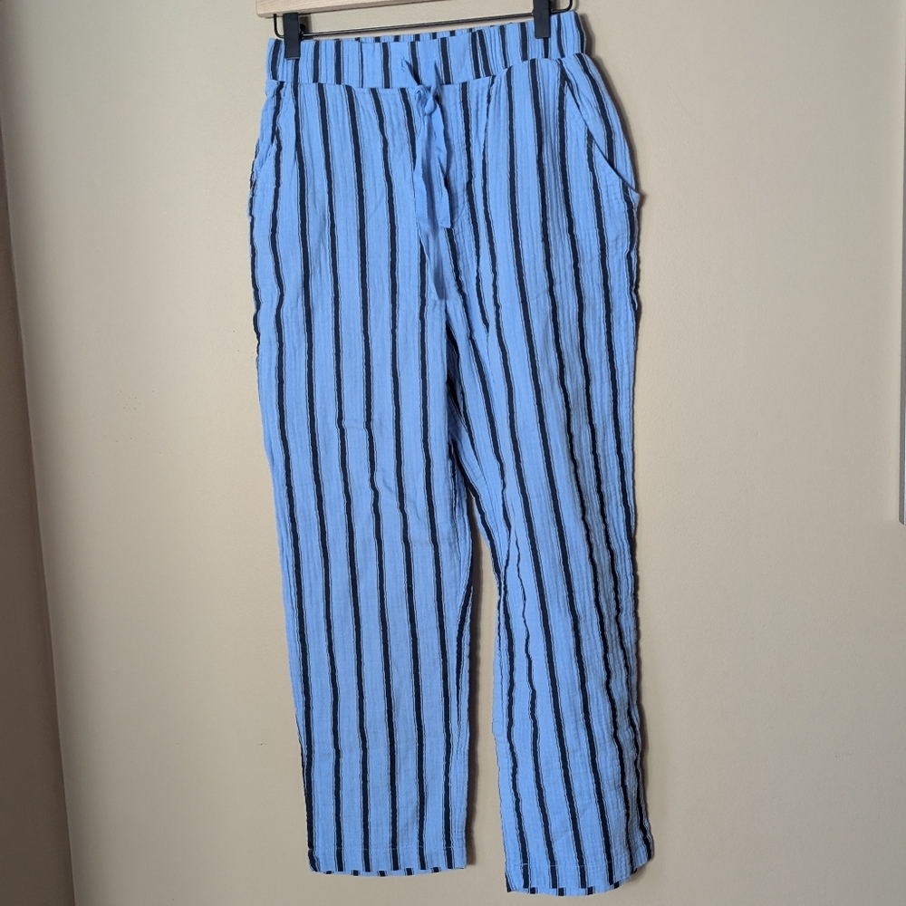 Z Supply Blue and Black Striped Drawstring Trousers